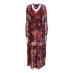 Intermix Silk Red Paisley Maxi Dress Size Small
